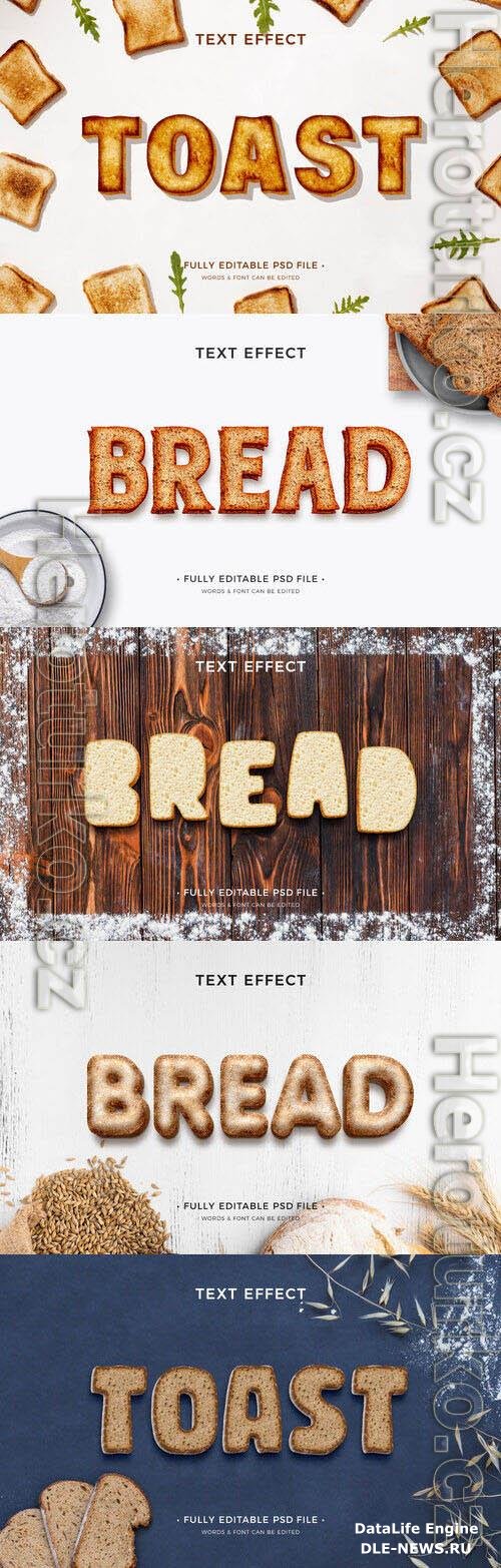 Bakery text effect design template set psd