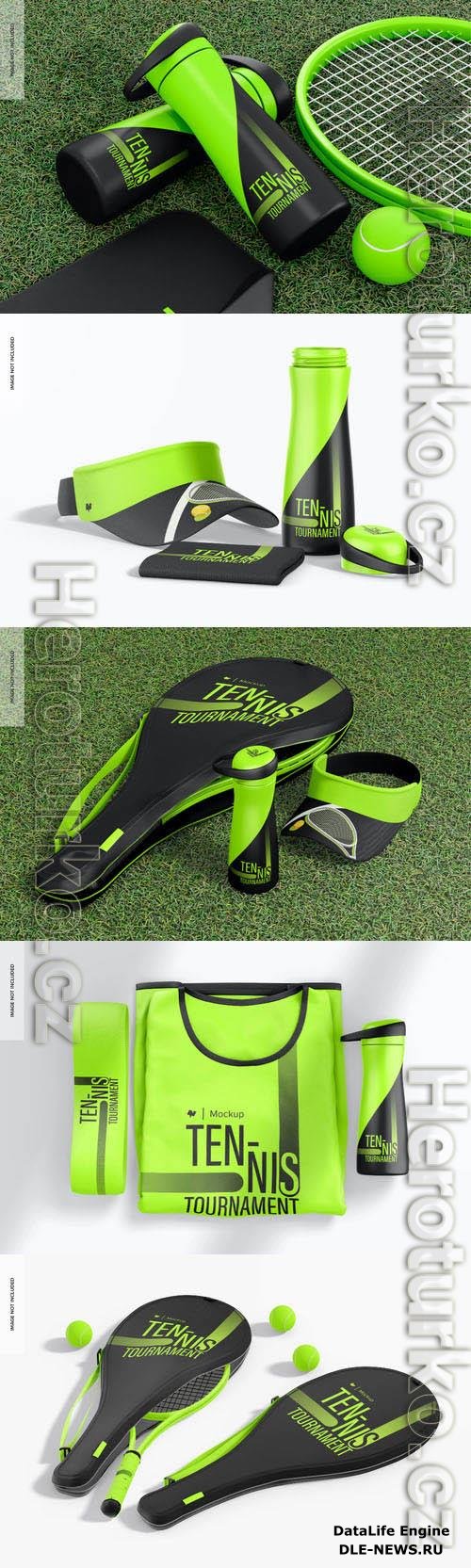 Tennis kit scene psd template mockup design