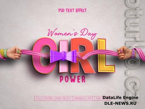 PSD girls, womens day text effect design