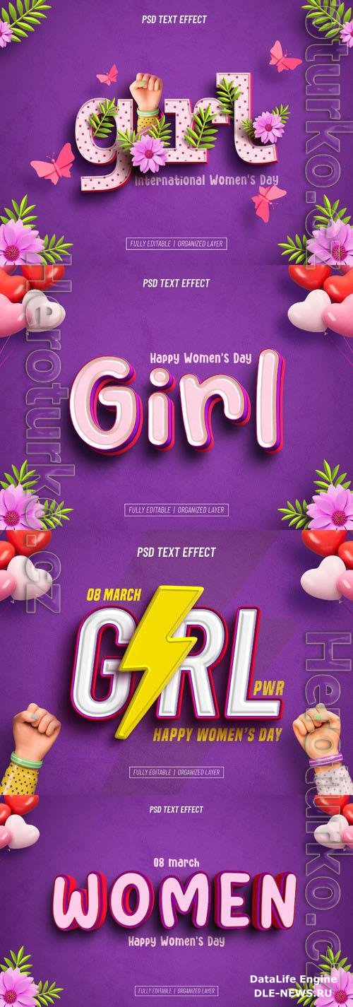 Womens day psd style text effect editable collection vol 3