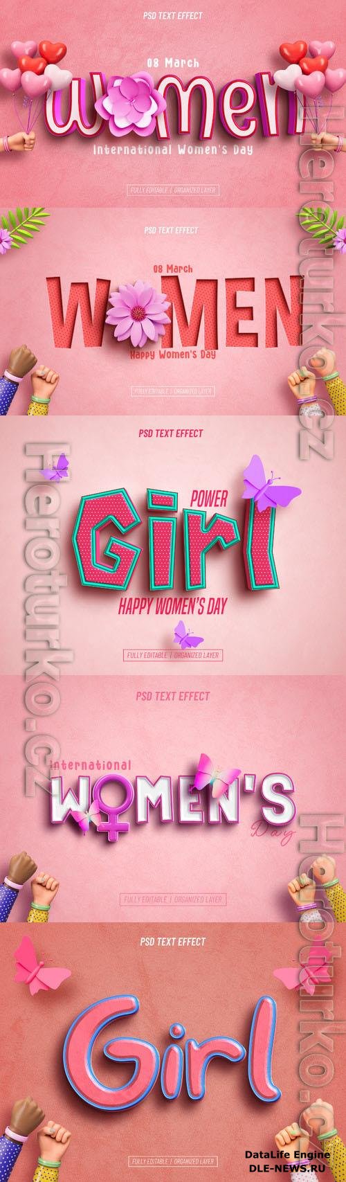 Womens day psd style text effect editable collection vol 2