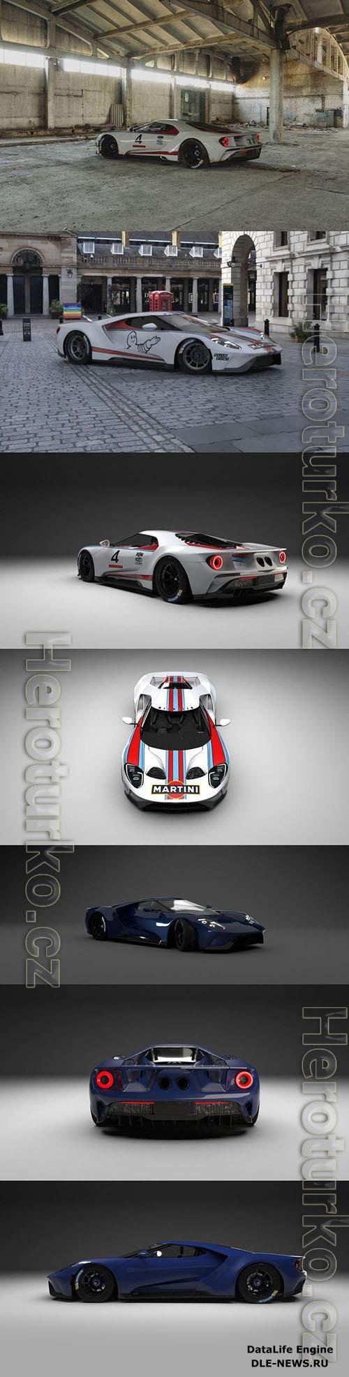 Ford GT with custom Martini Racing Livery - 3D Model