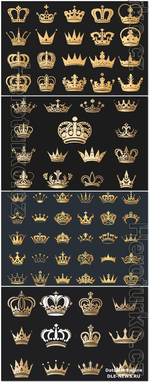 Vector silhouettes crowns set illustration vector design collection