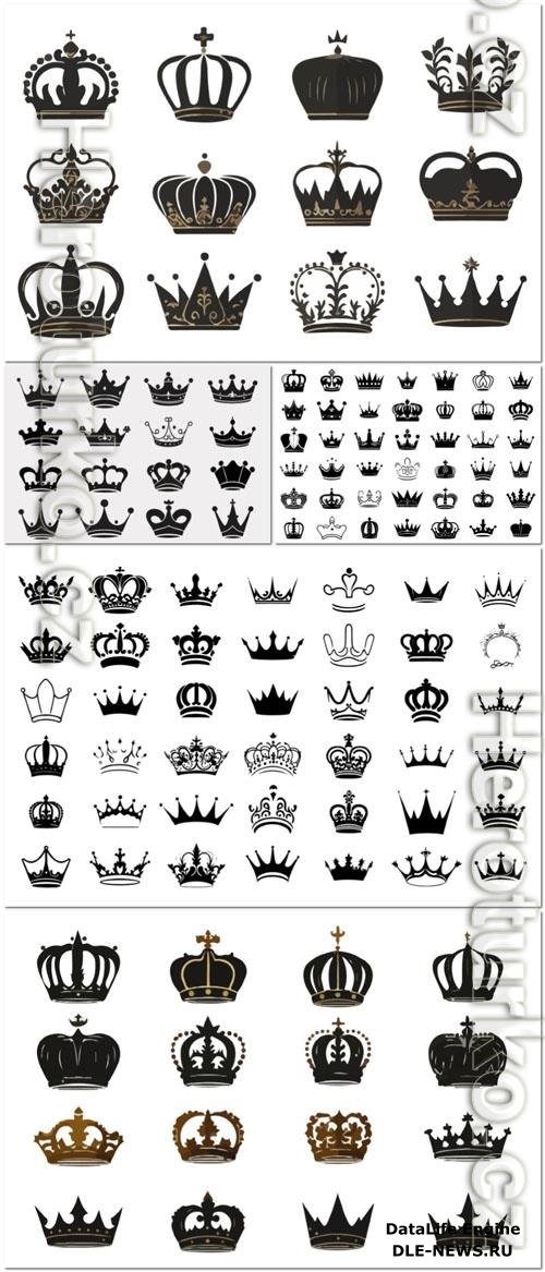 Silhouettes crowns set illustration vector design collection