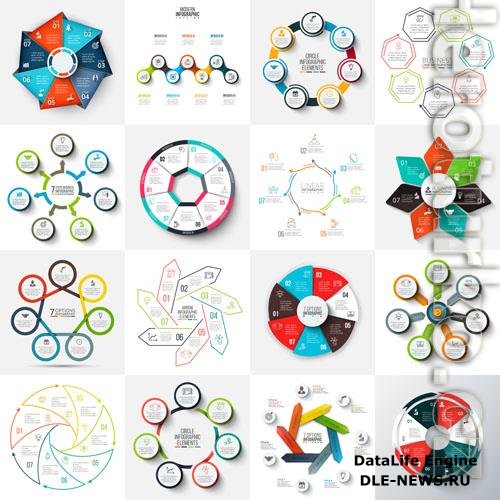 Arrows heptagons circles and cycle elements vector infographic templates with 7 options