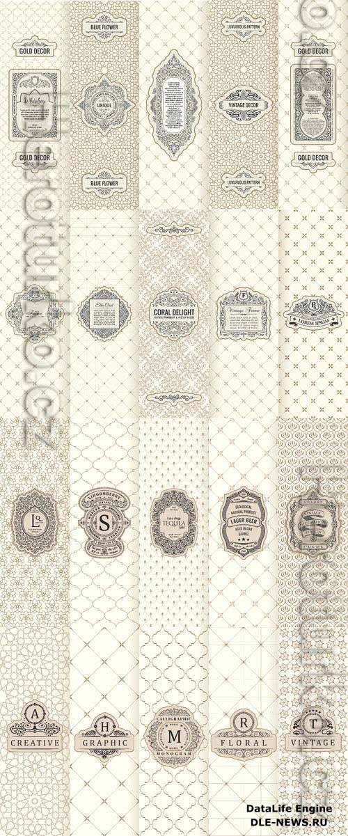 Vintage labels and vector frame packaging for product