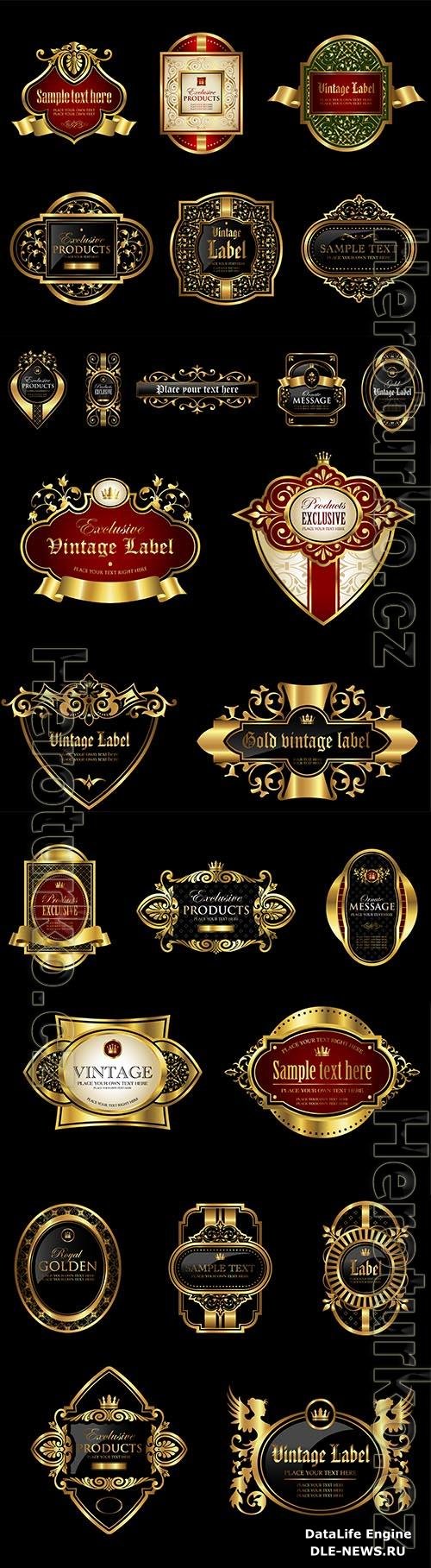 Vector luxury labels with golden and black design