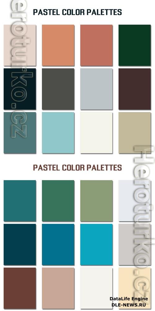 Vector abstract pastel color palettes set, multi color combination palettes