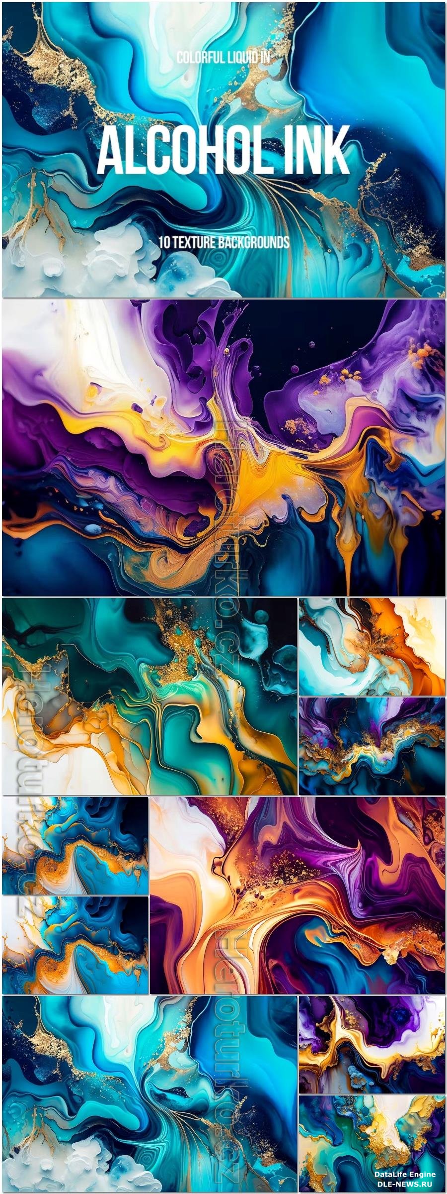 Liquid in Alcohol Ink, Luxury Abstract Fluid Art Painting Backgrounds