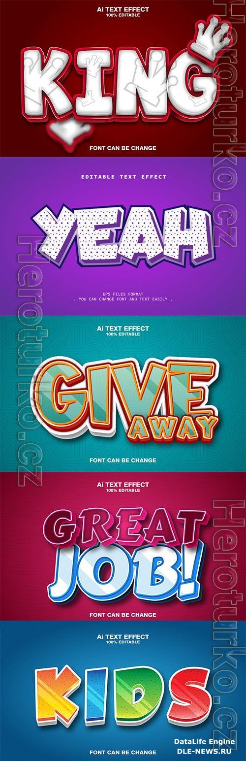 Vector 3d text editable, text effect font vol 91