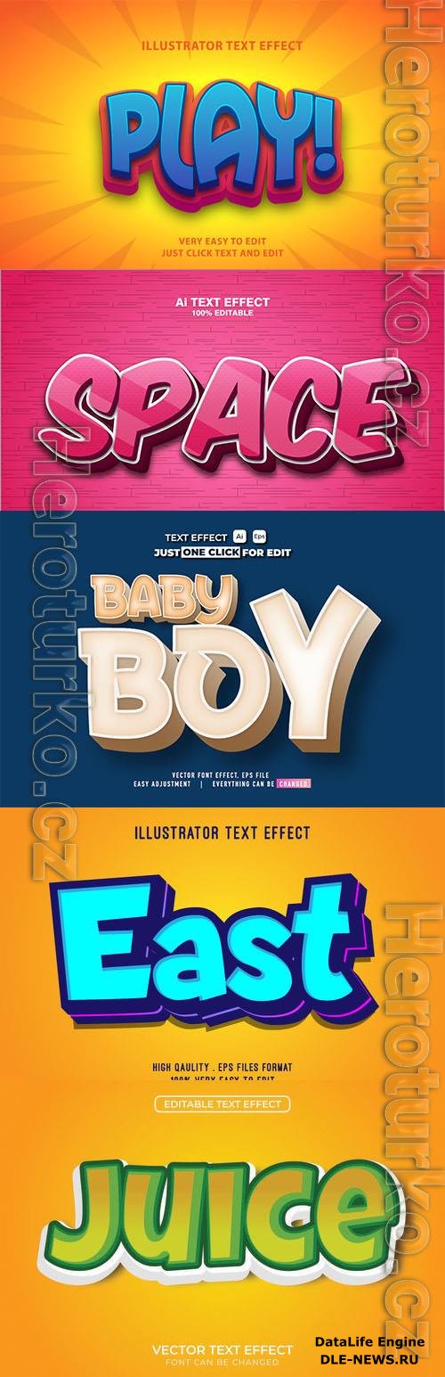 Vector 3d text editable, text effect font vol 90