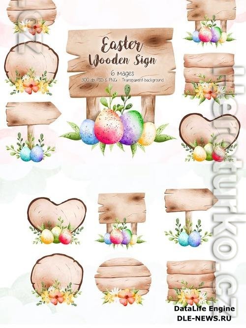 Easter Wooden Sign Clipart Beautiful Design