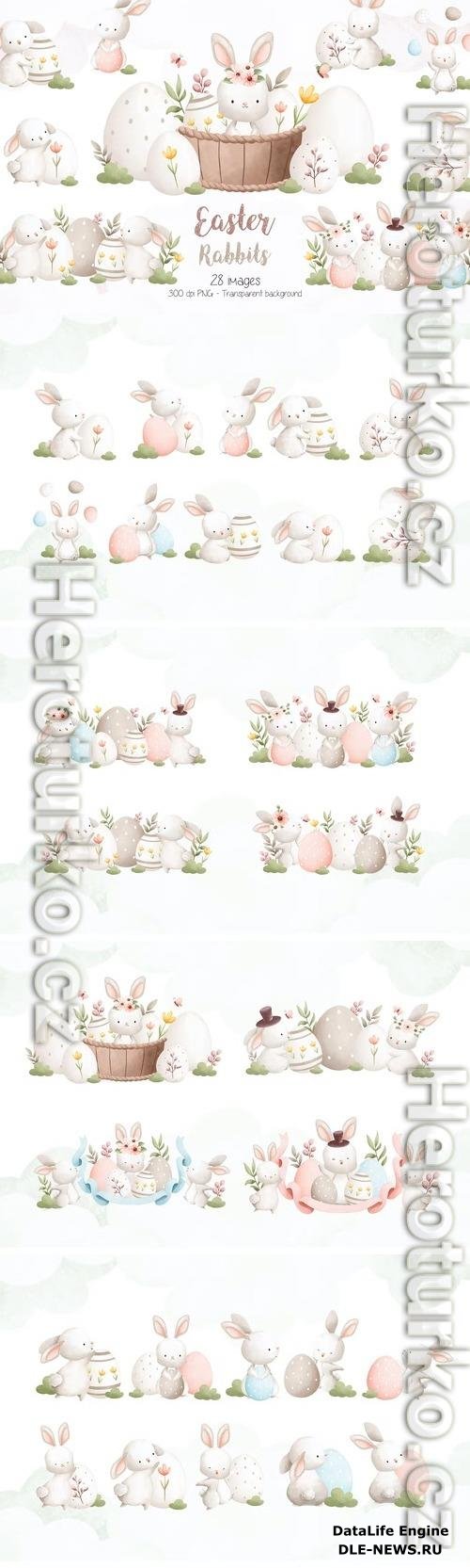 Easter Rabbits Clipart Beautiful Design