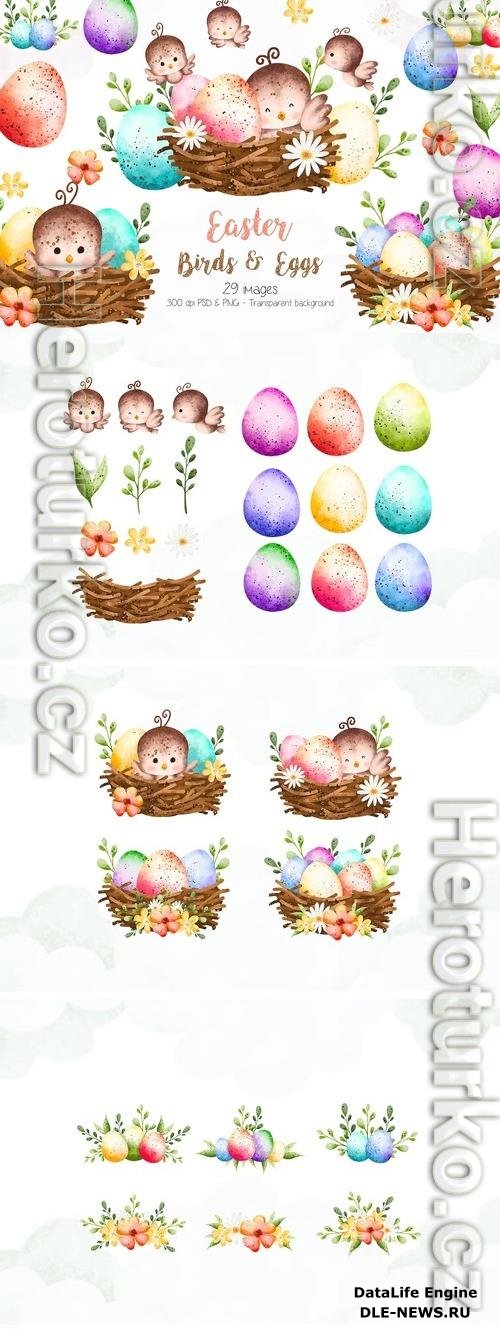 Easter Eggs and Bird Clipart Beautiful Design