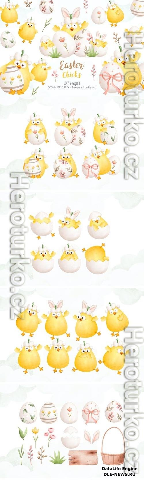 Easter Chicks and Easter Egg Clipart Beautiful Design