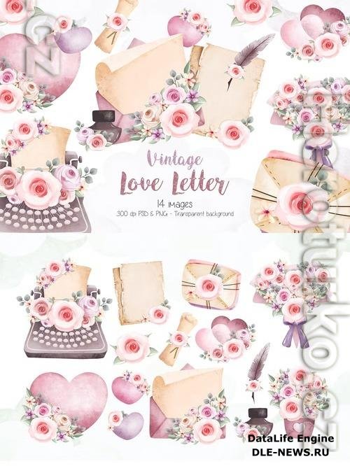 Vintage Love Letter Clipart