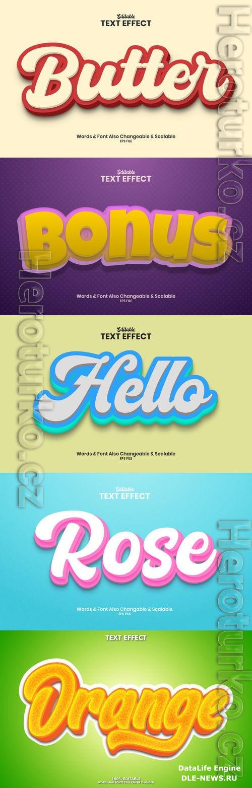 Vector 3d text editable, text effect font design
 vol 95