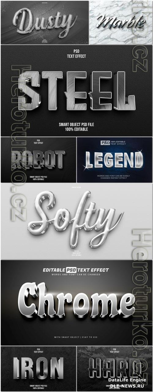 PSD silver 3d text, metal text effect design