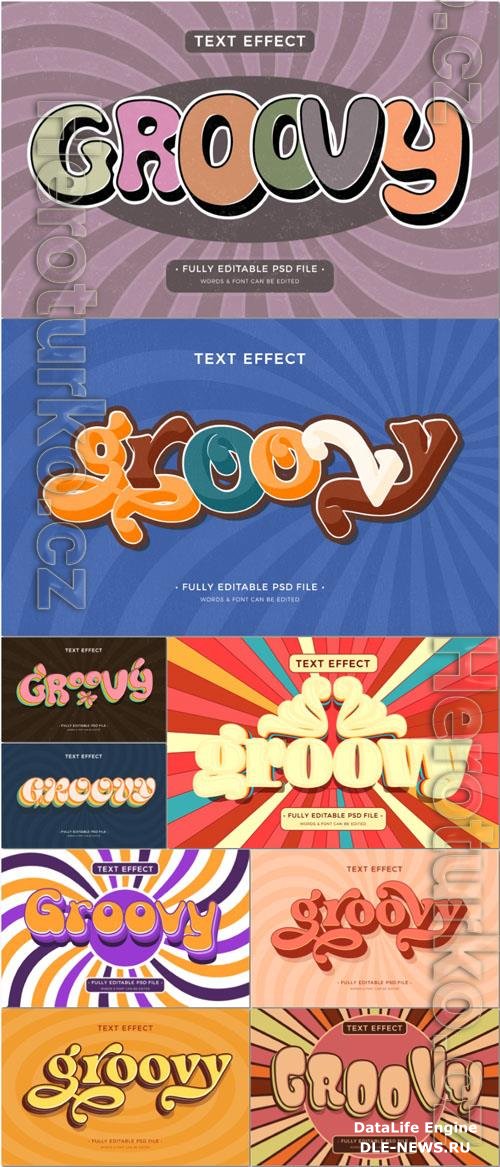 PSD retro groovy text effect design