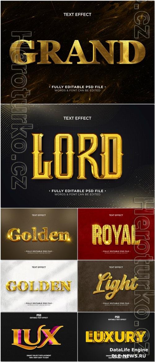 PSD golden 3d creative bold text effect design